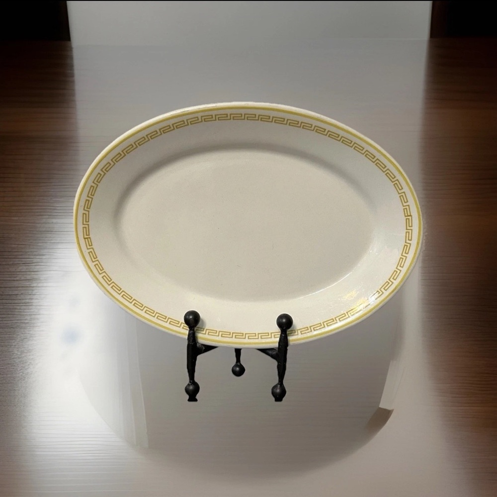 Vtg Oval Platter 10.5 HOMER LAUGHLIN Athena Gold Key Restaurantware Yellow Greek